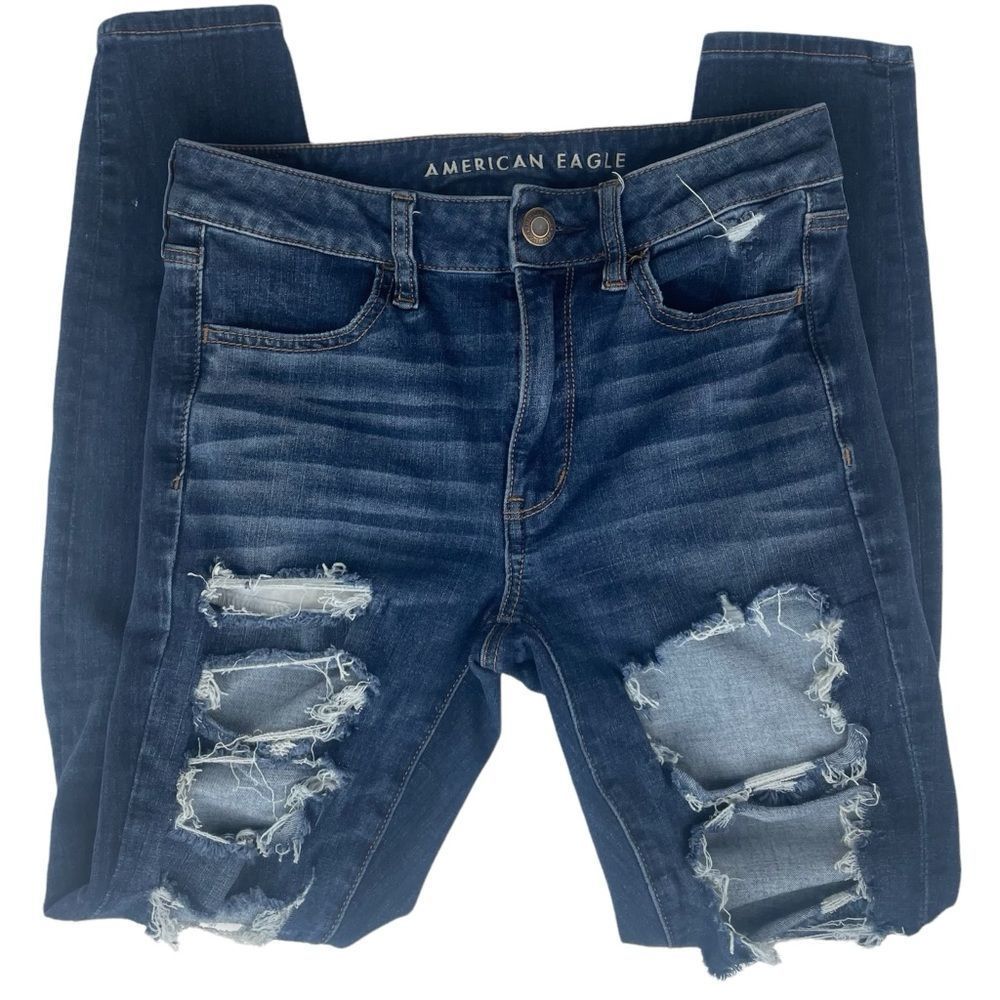 American Eagle High Rise Jegging - Distressed Sz 6